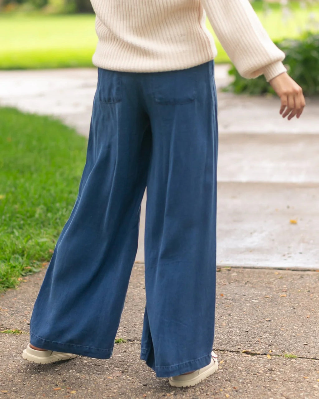 Dark Chambray Wide Leg Pants
