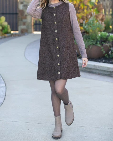 Sleeveless Printed Button Down Midi Dress