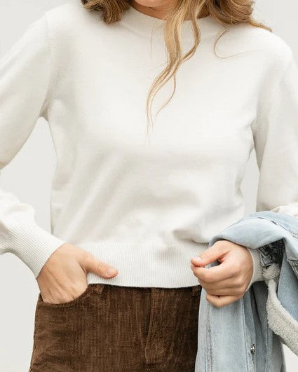 Solid Crew Neck Pullover Sweater